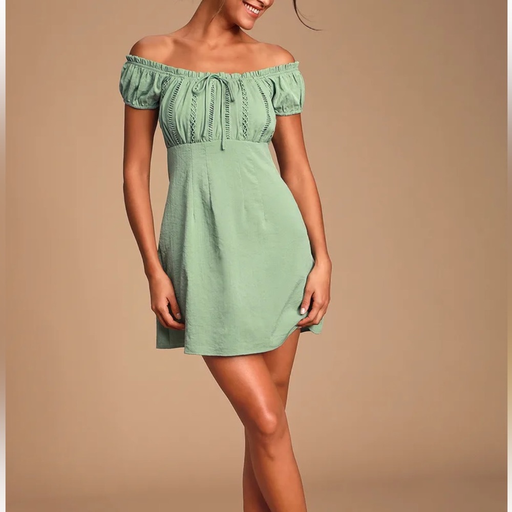 Lulu’s Green Off Shoulder Dress